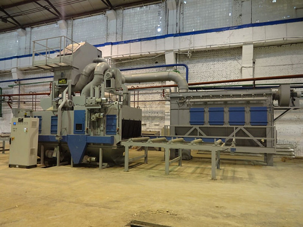 Запуск дробеметной установки STEM рольгангового типа